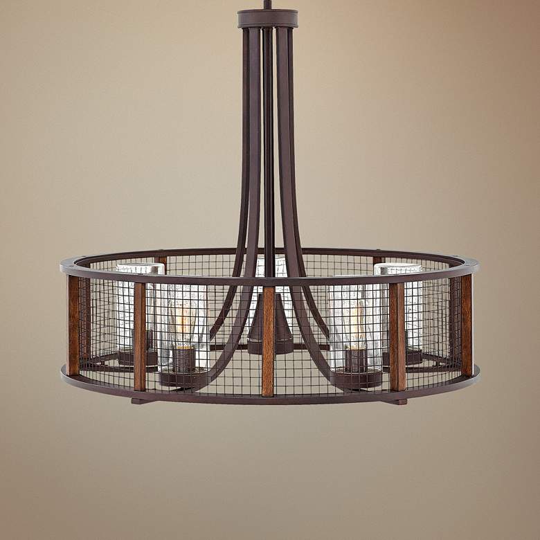 Image 1 Hinkley Beckett 30 inchW Iron Rust 5-Light Outdoor Chandelier