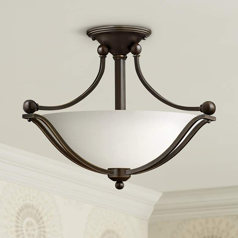 Image 1 Hinkley Bolla 19 1/4" High Olde Bronze Opal Ceiling Light
