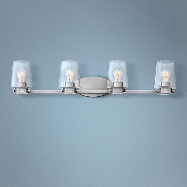 Image 1 Hinkley Branson 34" Wide Brushed Nickel 4-Light Bath Light