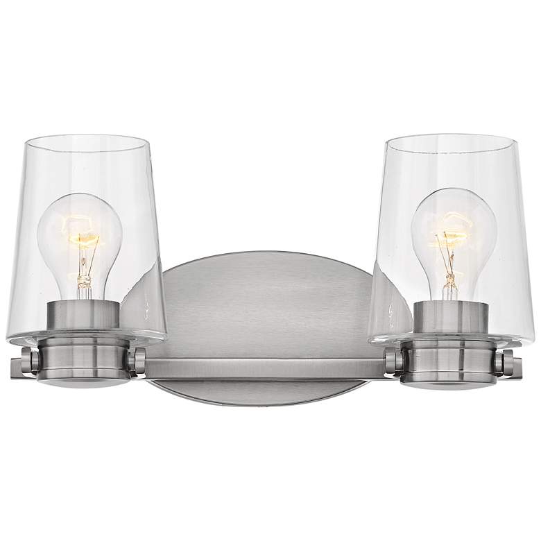 Image 1 Hinkley Branson 7 1/4 inchH Brushed Nickel 2-Light Wall Sconce