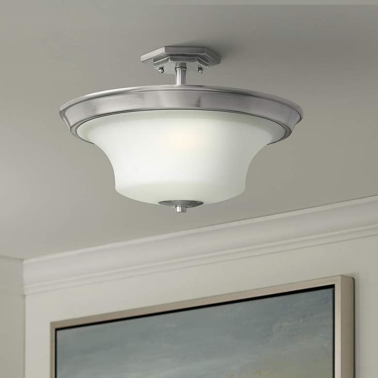 Image 1 Hinkley Brantley 17"W Brushed Nickel Ceiling Light
