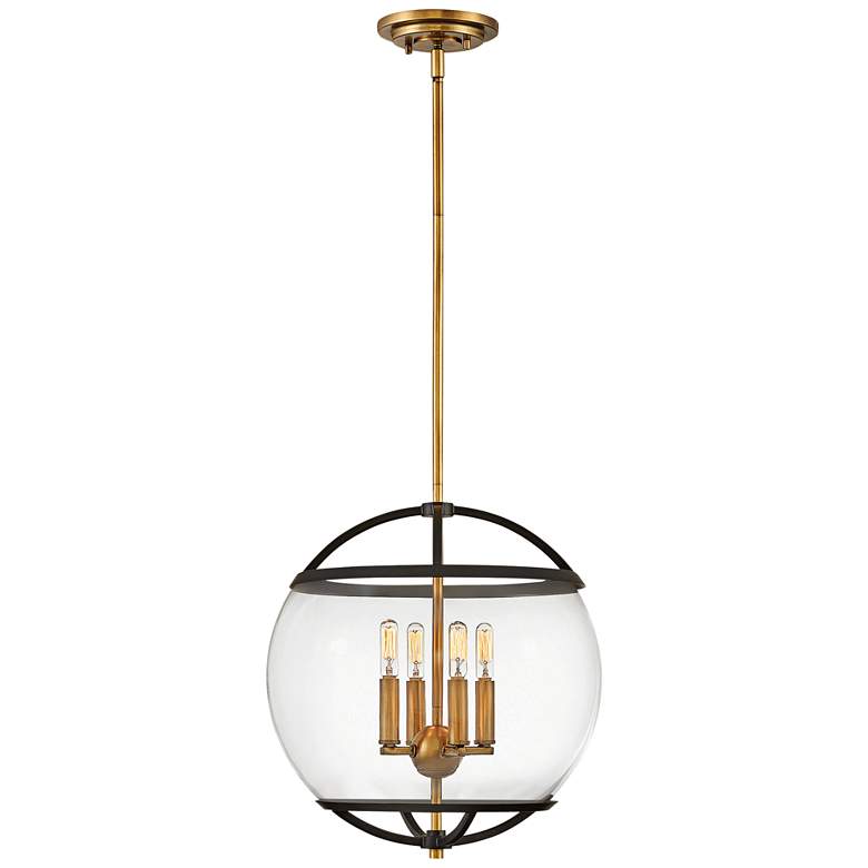 Image 2 Hinkley Calvin 15 inch Wide Black and Brass 4-Light Orb Pendant
