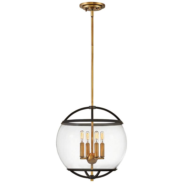 Image 2 Hinkley Calvin 15" Wide Black and Brass 4-Light Orb Pendant
