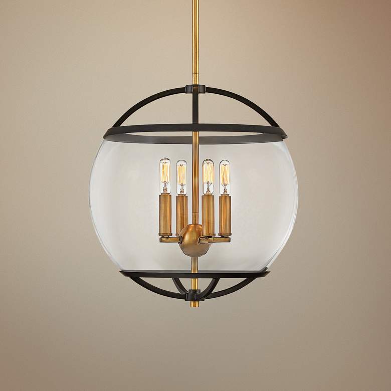 Image 1 Hinkley Calvin 15 inch Wide Black and Brass 4-Light Orb Pendant
