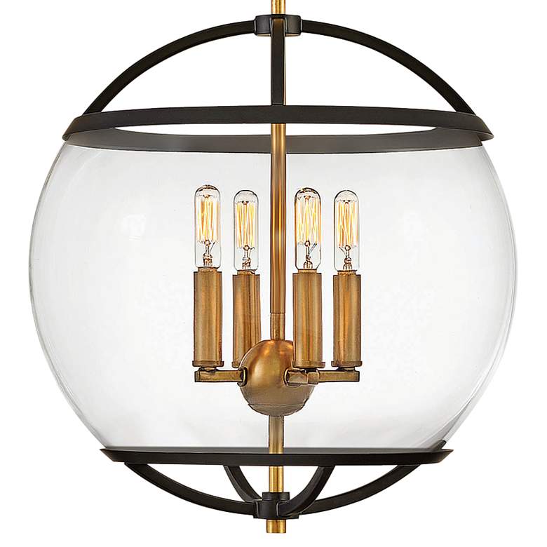 Hinkley Calvin 15&quot; Wide Black and Brass 4-Light Orb Pendant more views