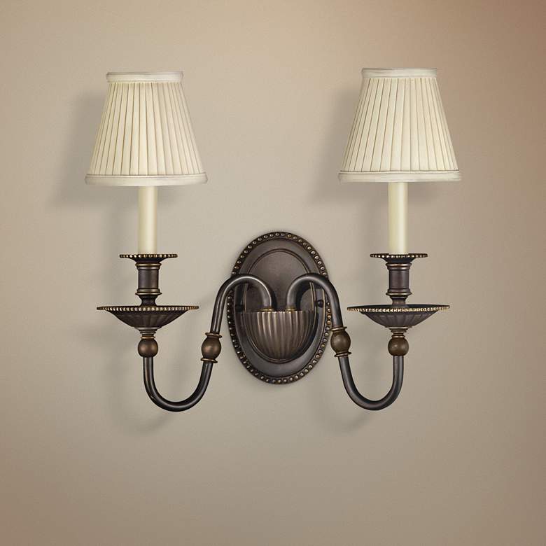 Image 1 Hinkley Cambridge 15" High Old Bronze 2-Light Wall Sconce