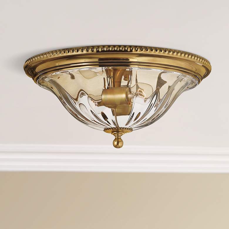 Image 1 Hinkley Cambridge 16 1/4" Traditional Glass and Brass Ceiling Light