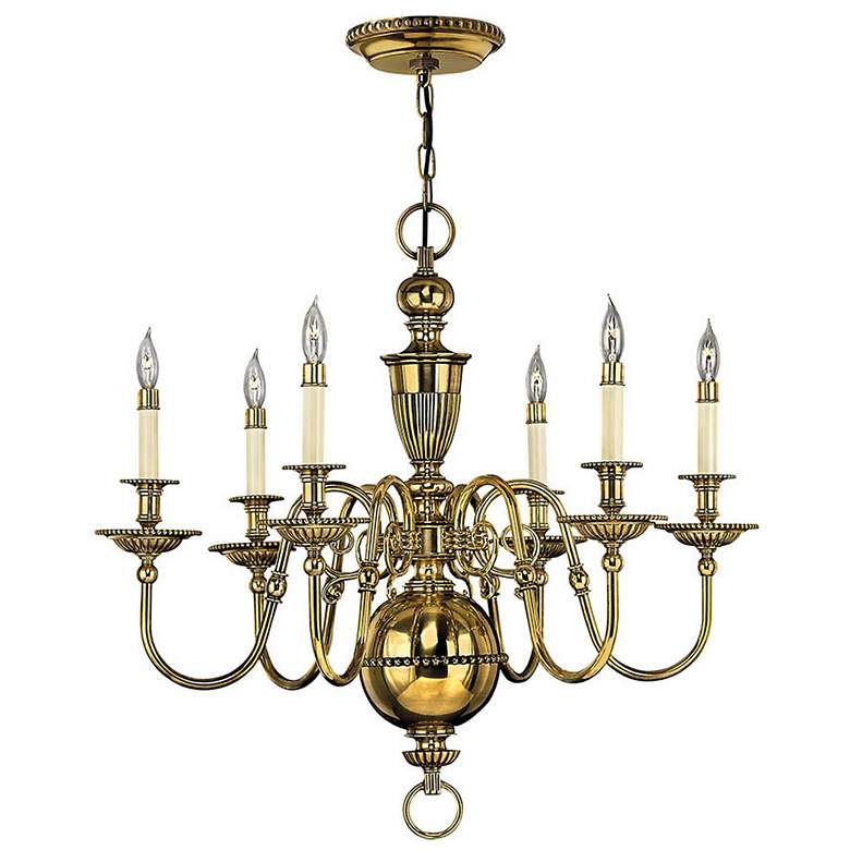 Image 1 Hinkley Cambridge 29" Wide Traditional Brass Candelabra Chandelier