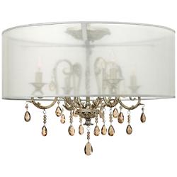 Hinkley Carlton 24&quot; Wide Silver Leaf Sheer Drum Shade Ceiling Light