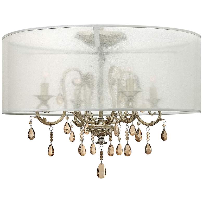 Image 2 Hinkley Carlton 24" Wide Silver Leaf Sheer Drum Shade Ceiling Light