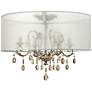 2_Hinkley Carlton 24" Wide Silver Leaf Sheer Drum Shade Ceiling Light