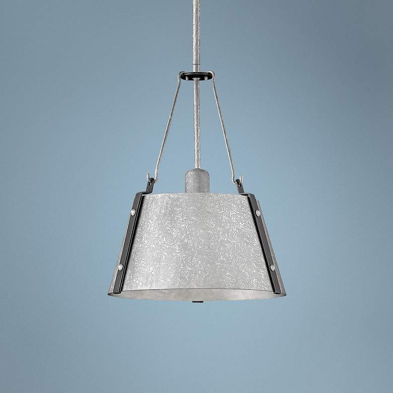 Image 1 Hinkley Cartwright 11 1/2" Wide Galvanized Mini Pendant