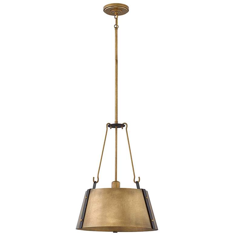 Image 1 Hinkley Cartwright 15 1/2" Wide Rustic Brass Drum Pendant Chandelier