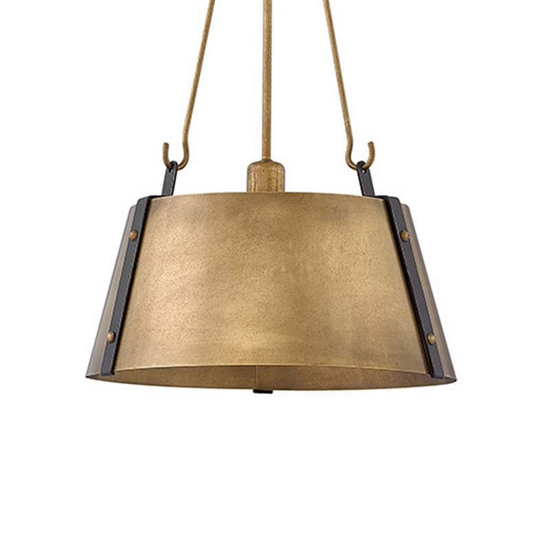 Image 2 Hinkley Cartwright 15 1/2" Wide Rustic Brass Drum Pendant Chandelier more views