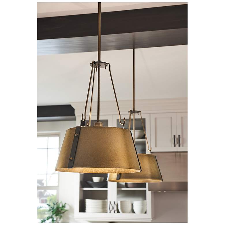 Image 4 Hinkley Cartwright 15 1/2" Wide Rustic Brass Drum Pendant Chandelier more views