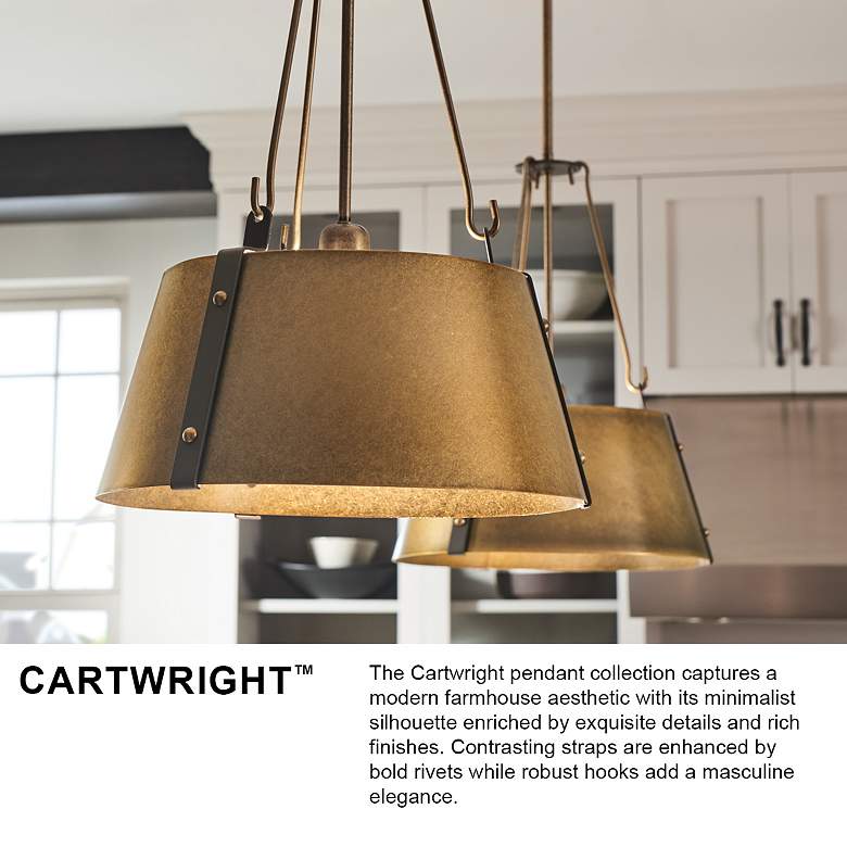 Image 6 Hinkley Cartwright 15 1/2" Wide Rustic Brass Drum Pendant Chandelier more views