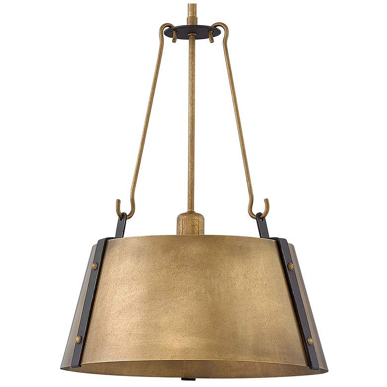Image 7 Hinkley Cartwright 15 1/2" Wide Rustic Brass Drum Pendant Chandelier more views