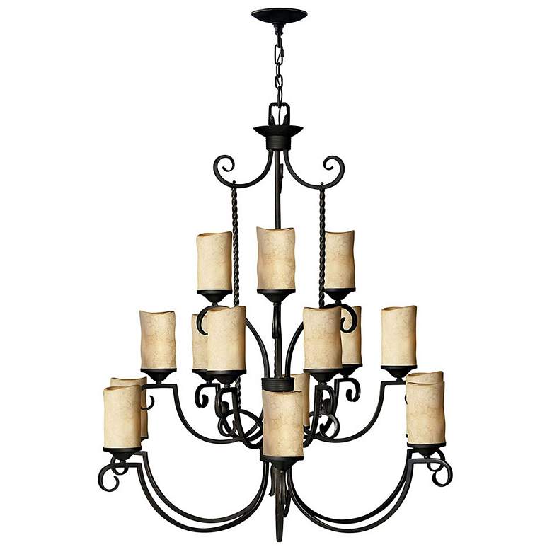 Image 1 Hinkley Casa 42" Wide Olde Black 15-Light 3-Tier Chandelier