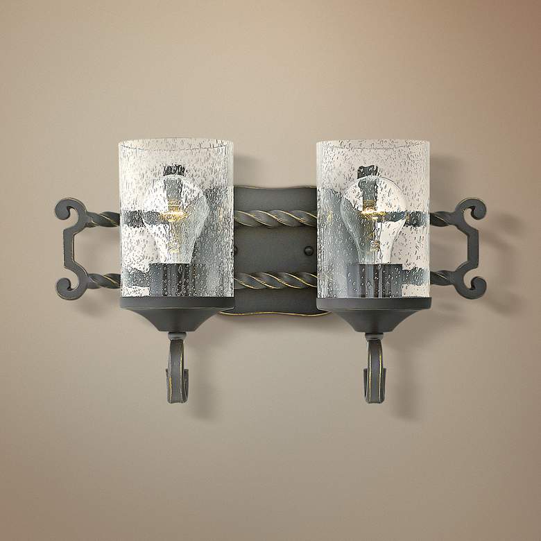 Image 1 Hinkley Casa 9 1/4" High Olde Black 2-Light Wall Sconce
