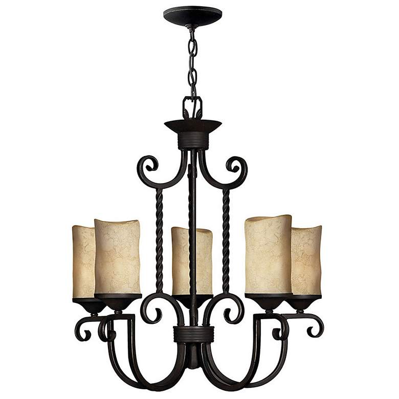 Image 1 Hinkley Casa25"W Olde Black Scroll 5-Light Chandelier