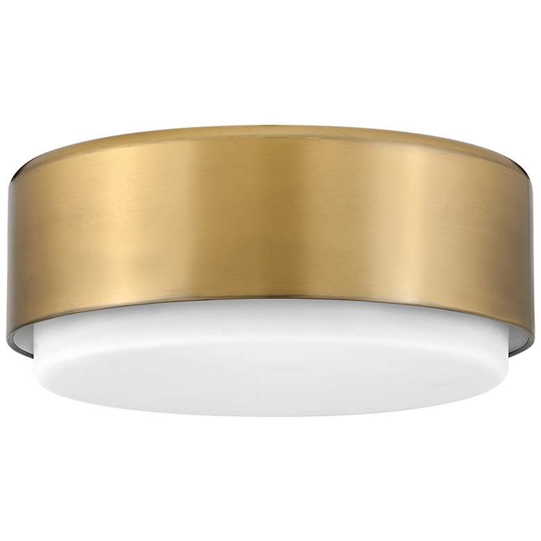 Image 1 Hinkley Cedric 12" Wide Lacquered Brass Drum Ceiling Light