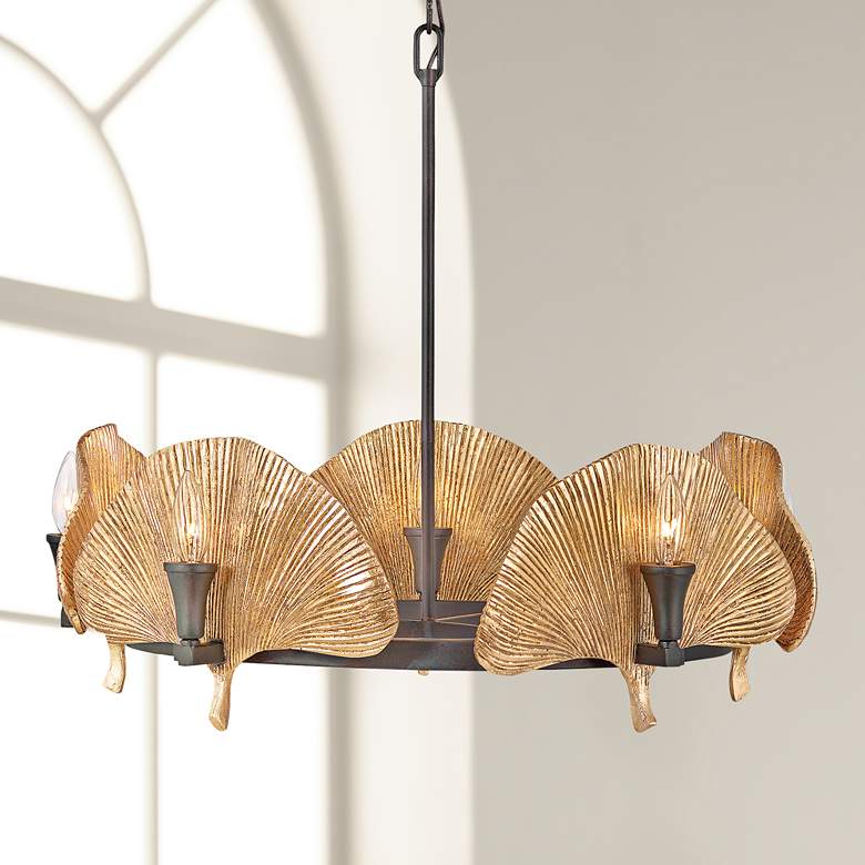 Image 1 Hinkley Cera 28"W Museum Bronze and Gold 10-Light Chandelier