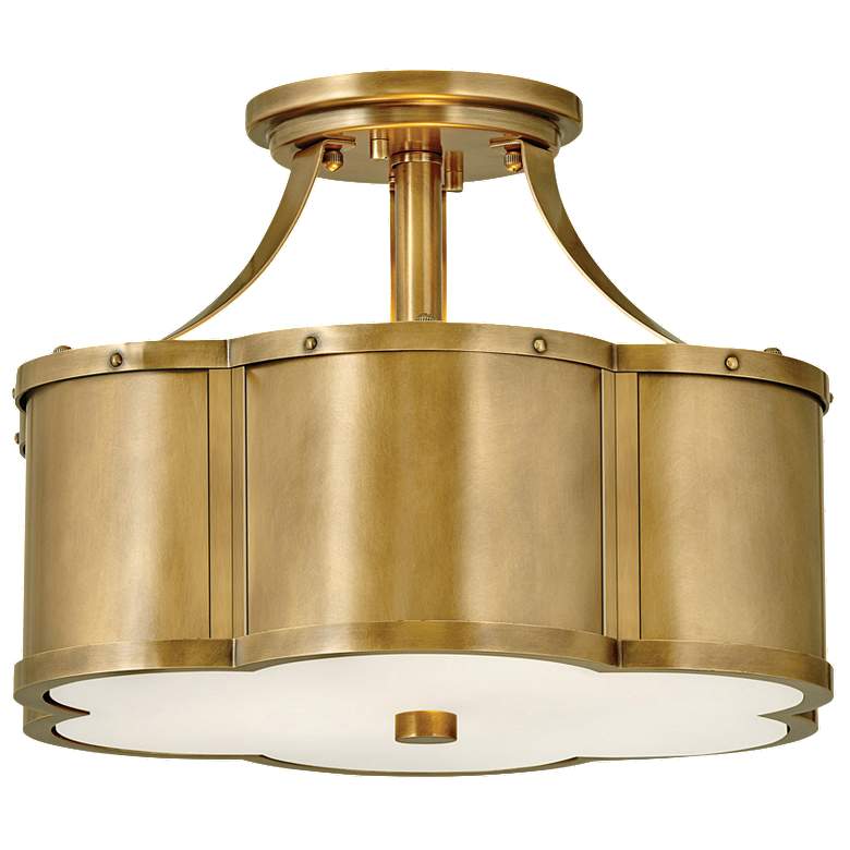 Image 1 Hinkley Chance 14 1/4 inch Heritage Brass Semi-Flush Mount Ceiling Light