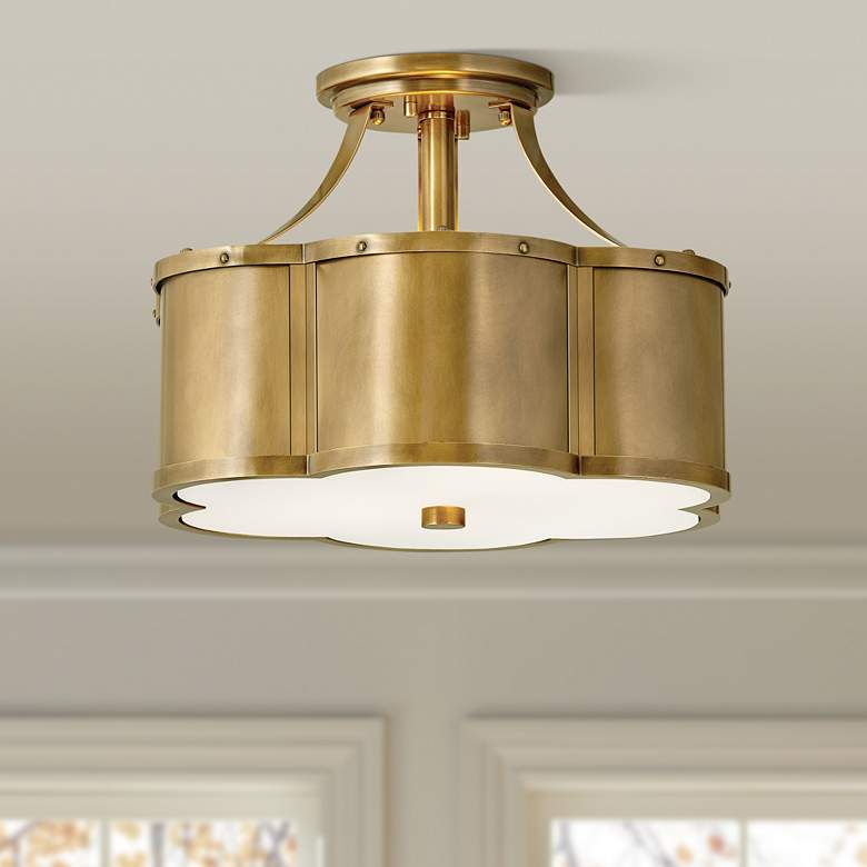 Image 1 Hinkley Chance 14 1/4" Heritage Brass Semi-Flush Mount Ceiling Light
