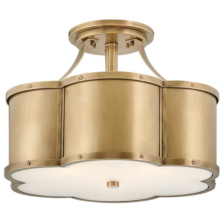 Image 1 Hinkley Chance 18" Heritage Brass 3-Light Semi-Flush Ceiling Light
