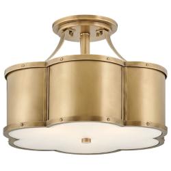 Hinkley Chance 18" Heritage Brass 3-Light Semi-Flush Ceiling Light