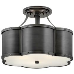 Hinkley Chance 18" Wide Blackened Brass Ceiling Light