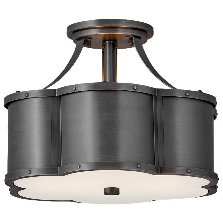 Image 1 Hinkley Chance Collection 14 1/4 inch Wide Blackened Brass Ceiling Light