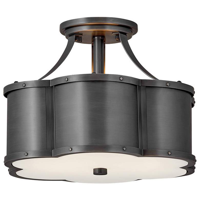Image 1 Hinkley Chance Collection 14 1/4" Wide Blackened Brass Ceiling Light