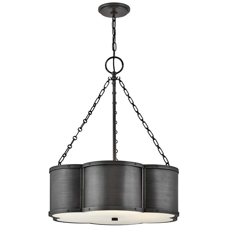 Image 1 Hinkley Chandelier Chance Small Drum Chandelier 22" Blackened Brass