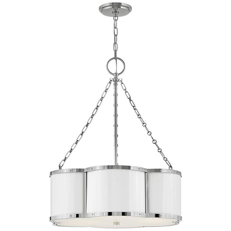 Image 7 Hinkley Chandelier Chance Small Drum Chandelier 22" Polished Nickel more views