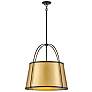 1_HINKLEY CHANDELIER CLARKE Large Pendant Black w/ Lacquered Dark Brass