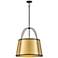 HINKLEY CHANDELIER CLARKE Large Pendant Black w/ Lacquered Dark Brass