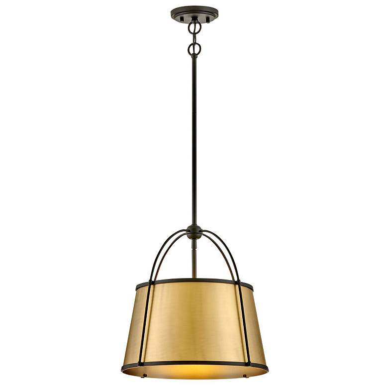 Image 1 HINKLEY CHANDELIER CLARKE Medium Pendant Black w/ Lacquered Dark Brass