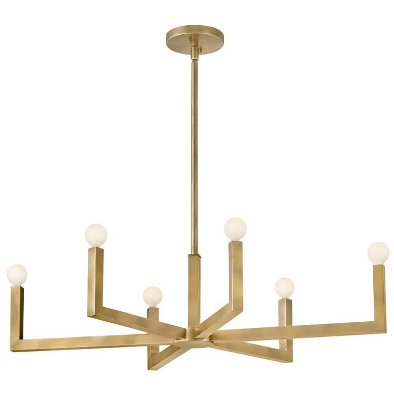 Image 2 Hinkley Chandelier Ezra Small Six Light Linear 36" Heritage Brass more views