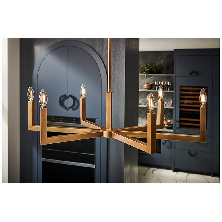 Image 3 Hinkley Chandelier Ezra Small Six Light Linear 36" Heritage Brass more views
