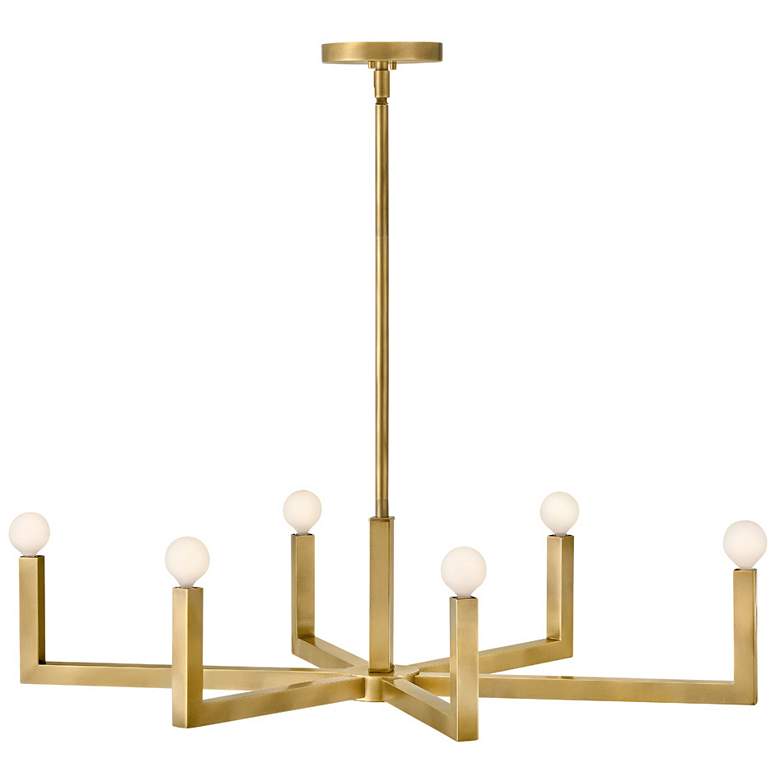 Image 4 Hinkley Chandelier Ezra Small Six Light Linear 36" Heritage Brass more views