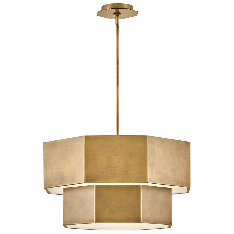 Image 1 Hinkley Chandelier Facet Medium Convertible Chandelier Heritage Brass