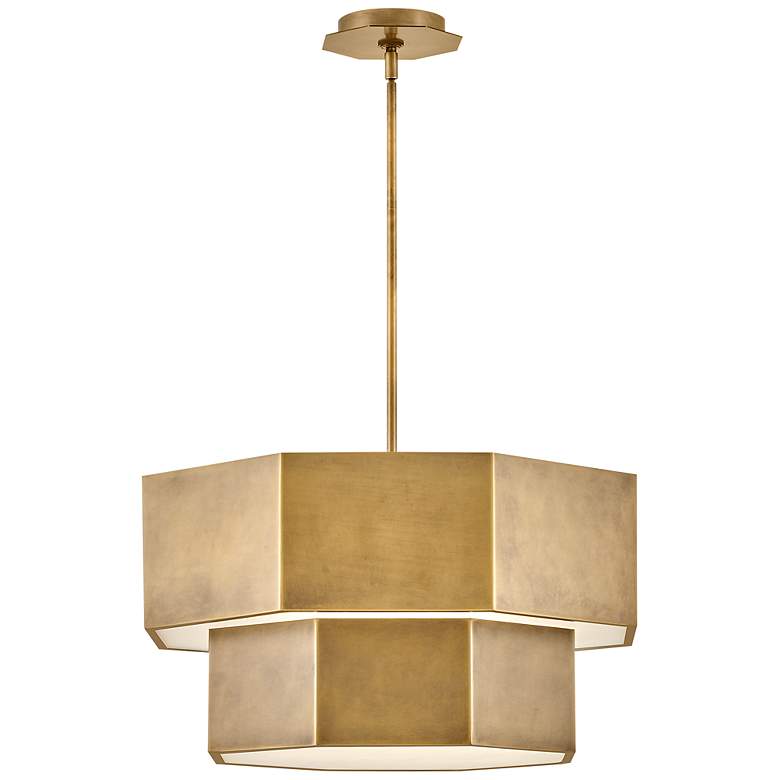 Image 4 Hinkley Chandelier Facet Medium Convertible Chandelier Heritage Brass more views