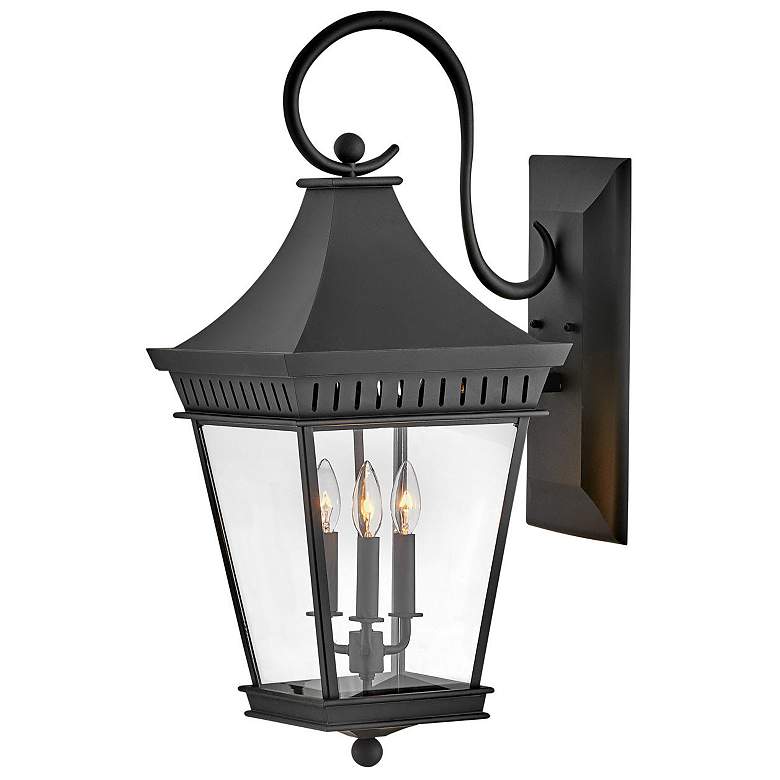 Image 1 Hinkley Chapel Hill 30" High Museum Black 3-Light Outdoor Wall Light