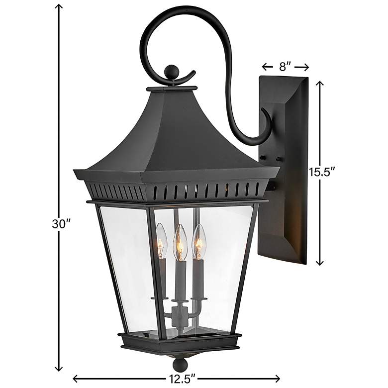 Image 6 Hinkley Chapel Hill 30" High Museum Black 3-Light Outdoor Wall Light more views