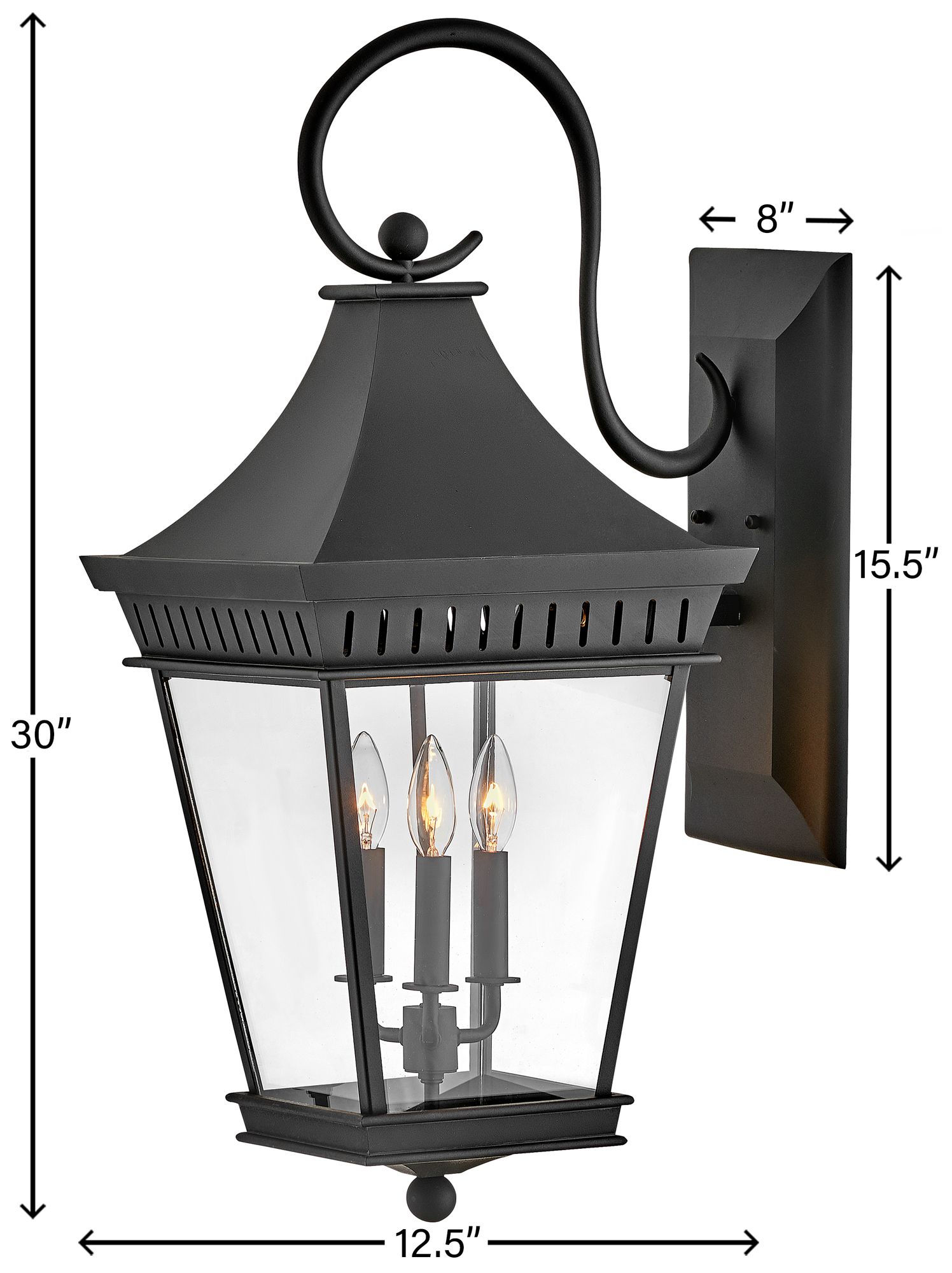 Hinkley Chapel Hill 30" High Museum Black 3-Light Outdoor Wall Light