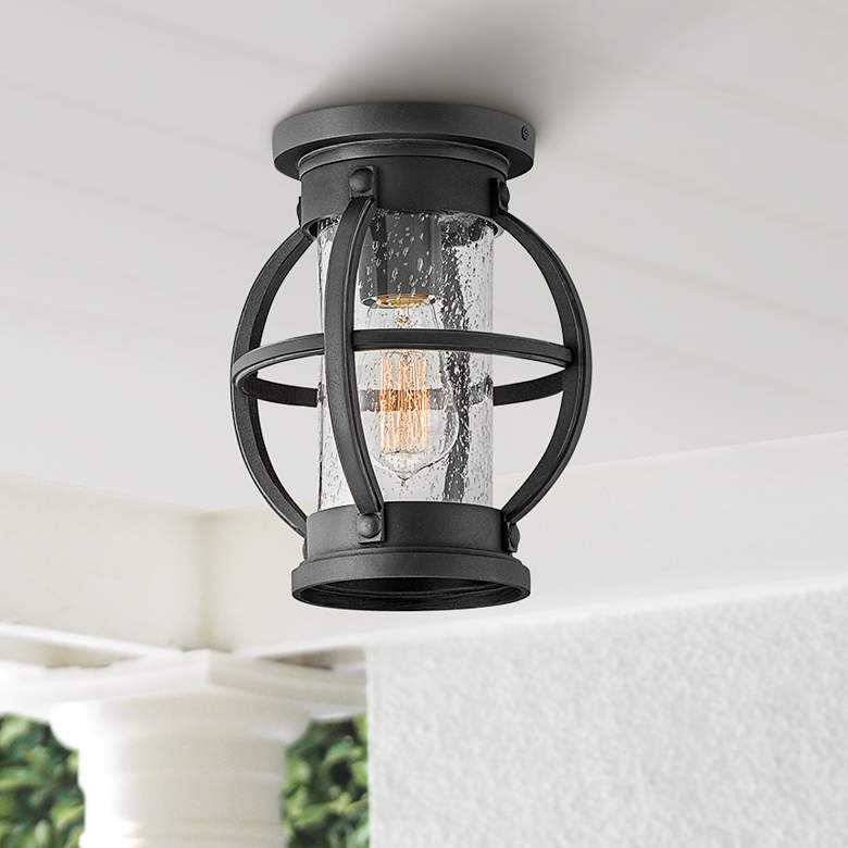 Image 1 Hinkley Chatham 8 1/4 inch Wide Museum Black Outdoor Ceiling Light