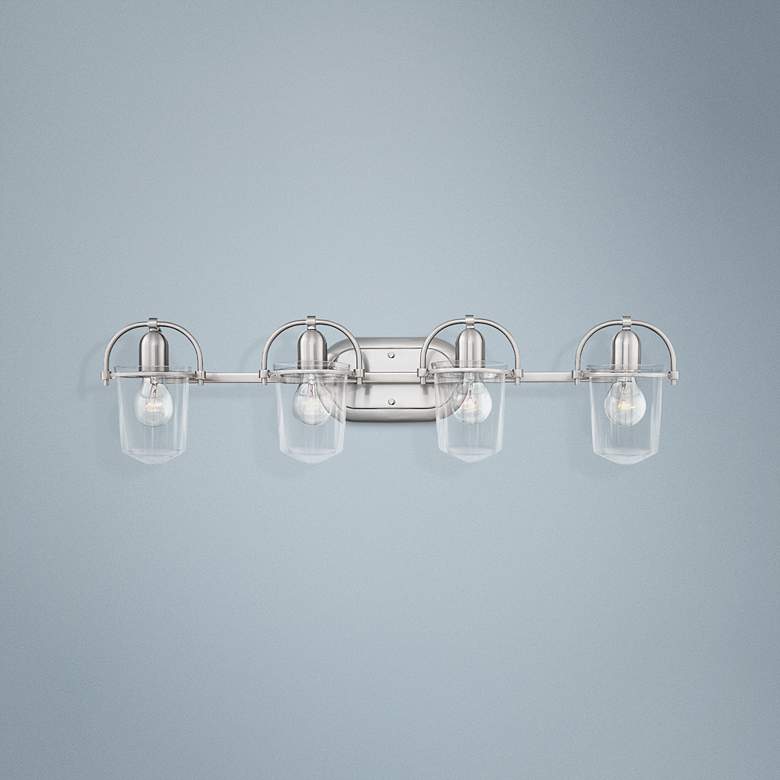 Image 1 Hinkley Clancy 32 3/4"W Brushed Nickel 4-Light Bath Light
