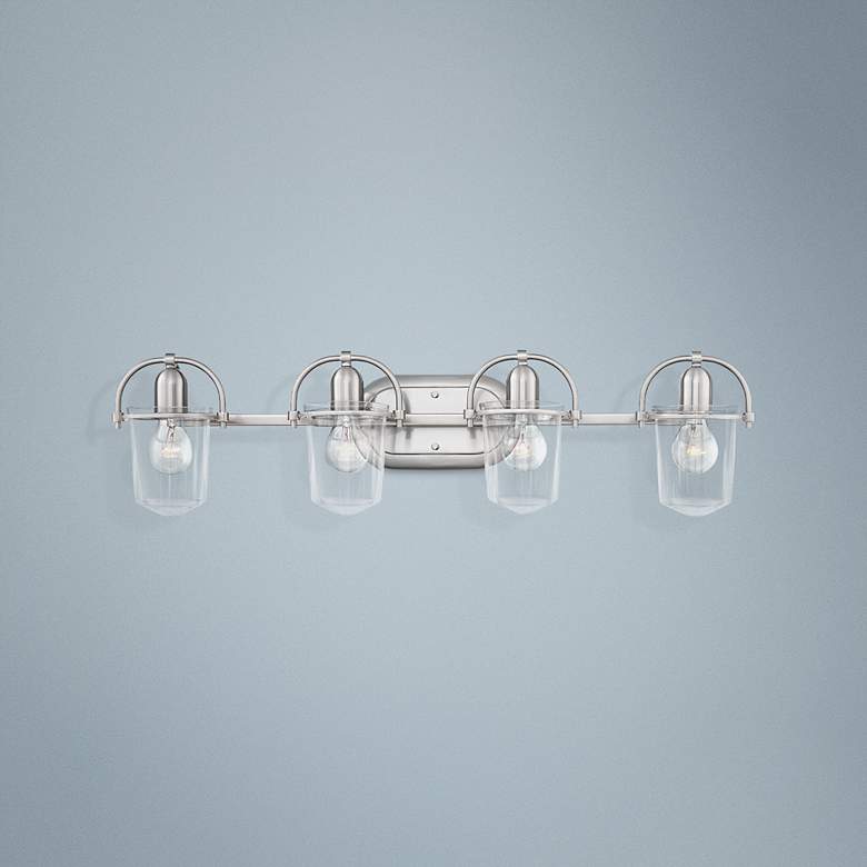 Image 1 Hinkley Clancy 32 3/4 inchW Brushed Nickel 4-Light Bath Light