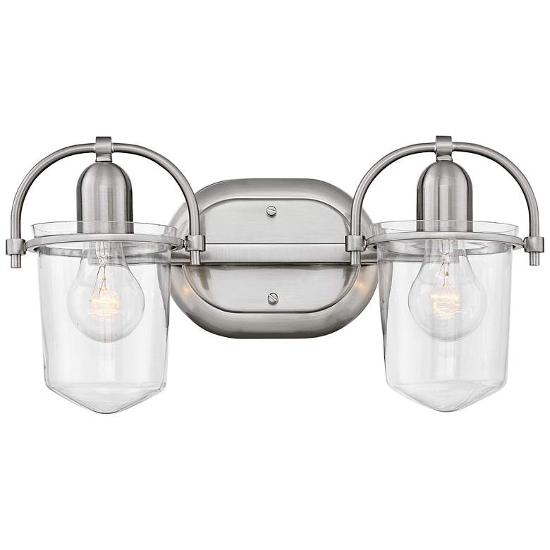 Image 1 Hinkley Clancy 8 1/4"H Brushed Nickel 2-Light Wall Sconce